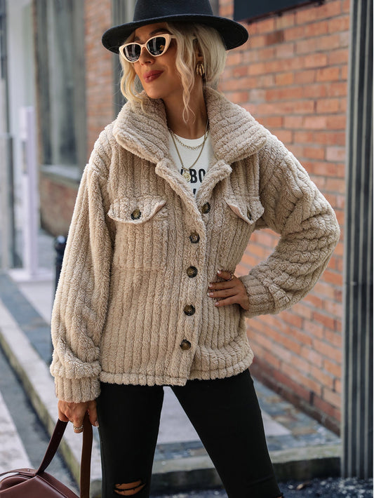 Chaqueta Teddy con Botones