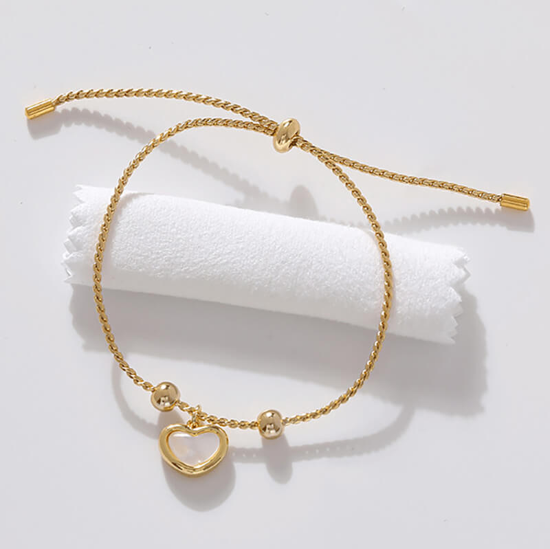 Pulsera Corazón De Cordón De Acero Dorado