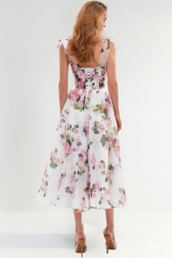 Vestido Sofía Midi Floral sin Tirantes