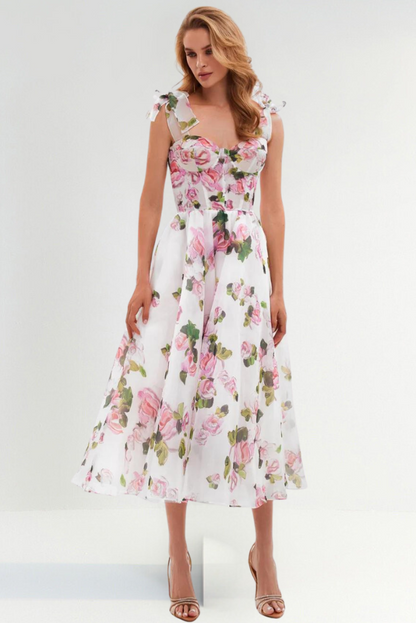 Vestido Sofía Midi Floral sin Tirantes