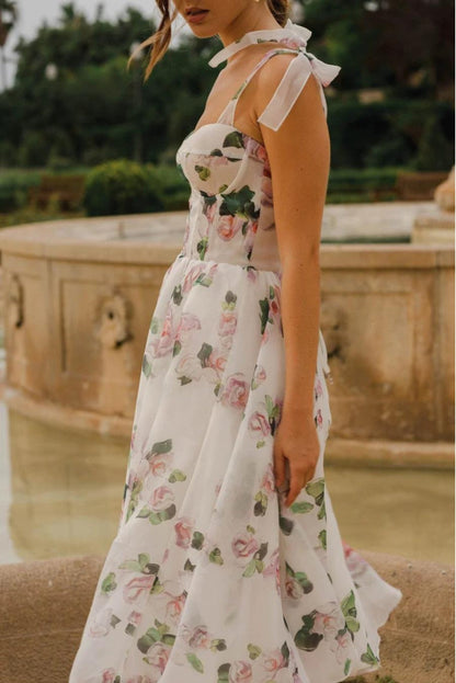 Vestido Sofía Midi Floral sin Tirantes