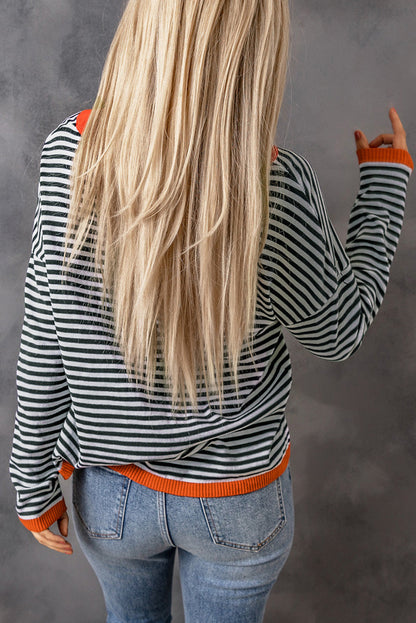 Blusa Rayas con Detalle Naranja