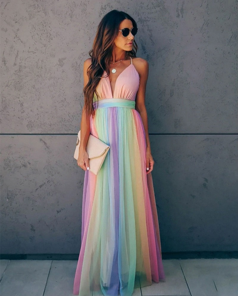 Vestido largo con cuello en V Fave