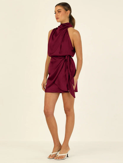 Vestido Elena Elegancia Satén Cuello Halter