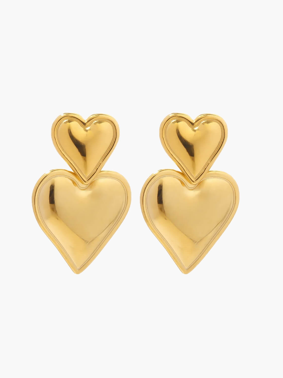 Pendientes de corazón chapados en oro de 14K